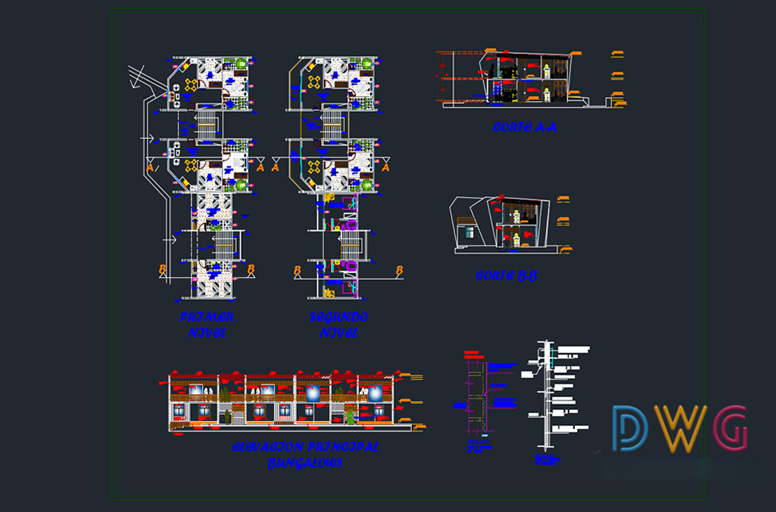 دانلود فایل اتوکد پروژه خانه ییلاقی دوبلکس DWG | Double Bungalow Project DWG برای AutoCAD